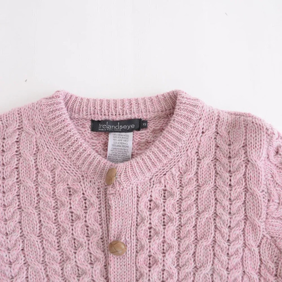 Ireland  Seye 100% Wool Ribbed Lilac Button Down Cardigan XS - Picture 12 of 14